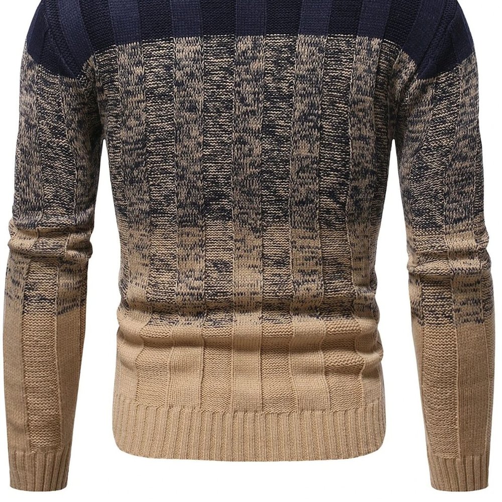 Casual Multicolor Cable Knit Men's Color Block Swe - Picture 4 of 11